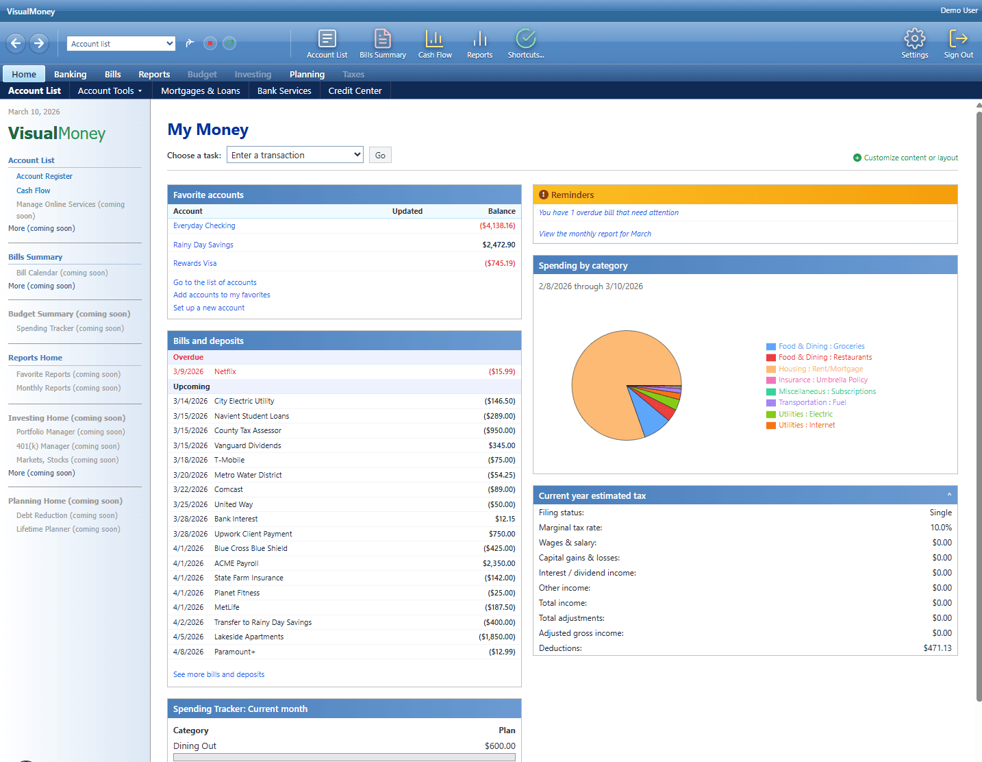 VisualMoney Dashboard